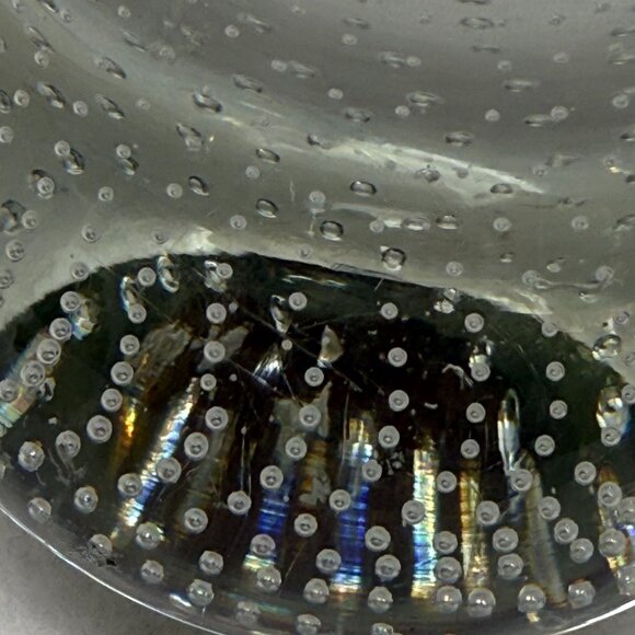 VTG Clear Art Glass Pear Paperweight Bullicante Controlled Bubbles Bolle Studio - Picture 7 of 8